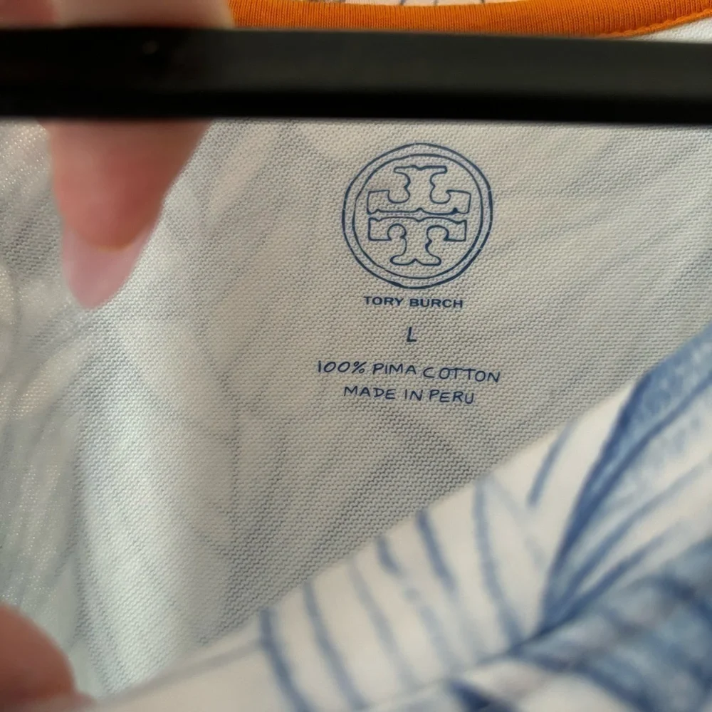 Tory Burch | Women's Flowy Coastal Kaley Pima Cotton Dress Size Large Blue White
